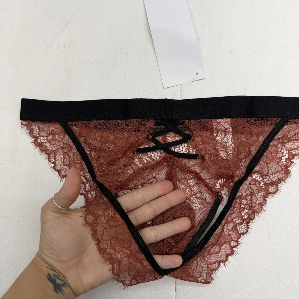 Candyman Jockstrap Mens Small Red Lace Floral Sheer Stretch Underwear 39653